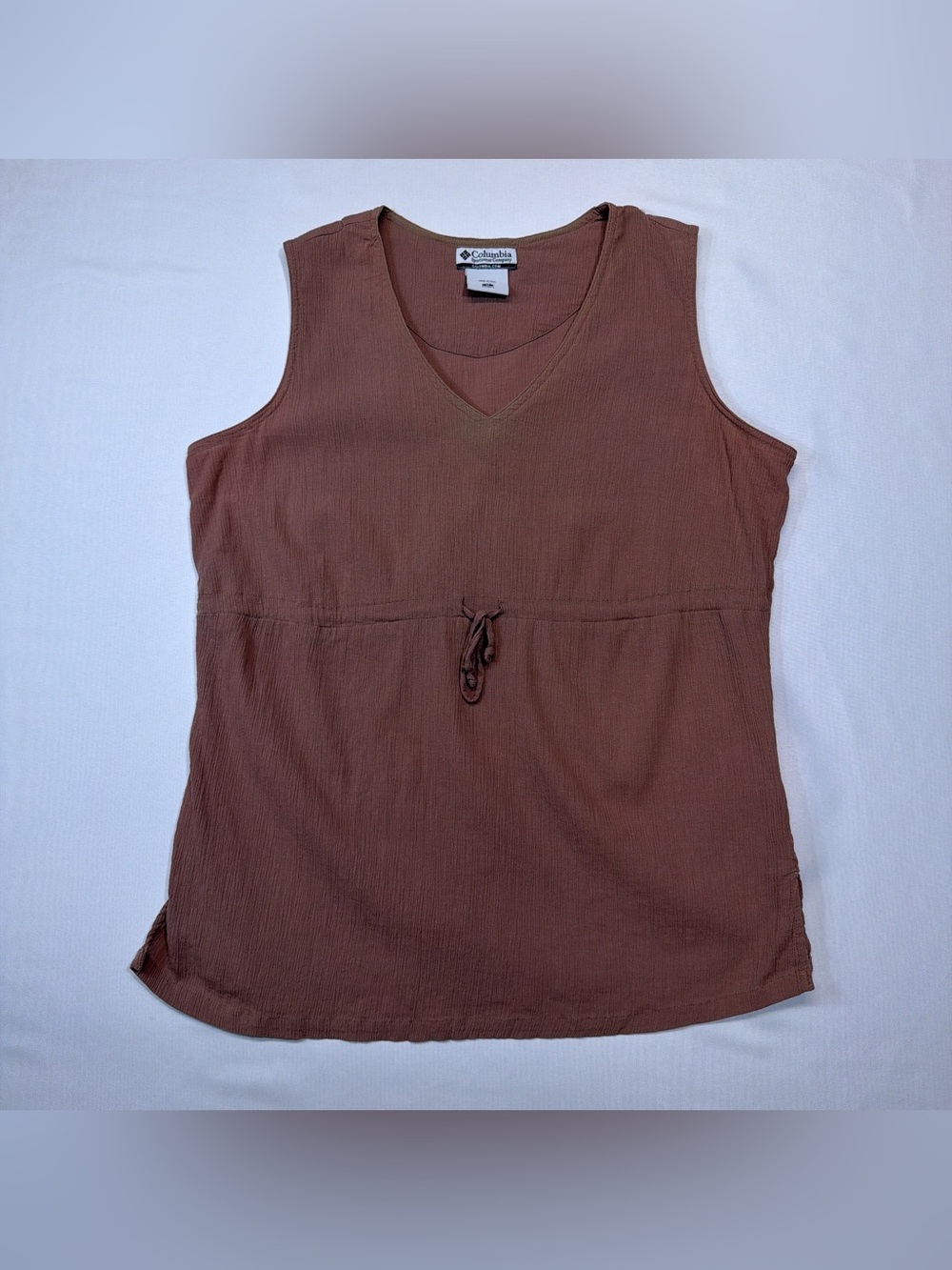 Vintage Columbia Brown Sleeveless V-Neck Tank with Waist Drawcord Size M
